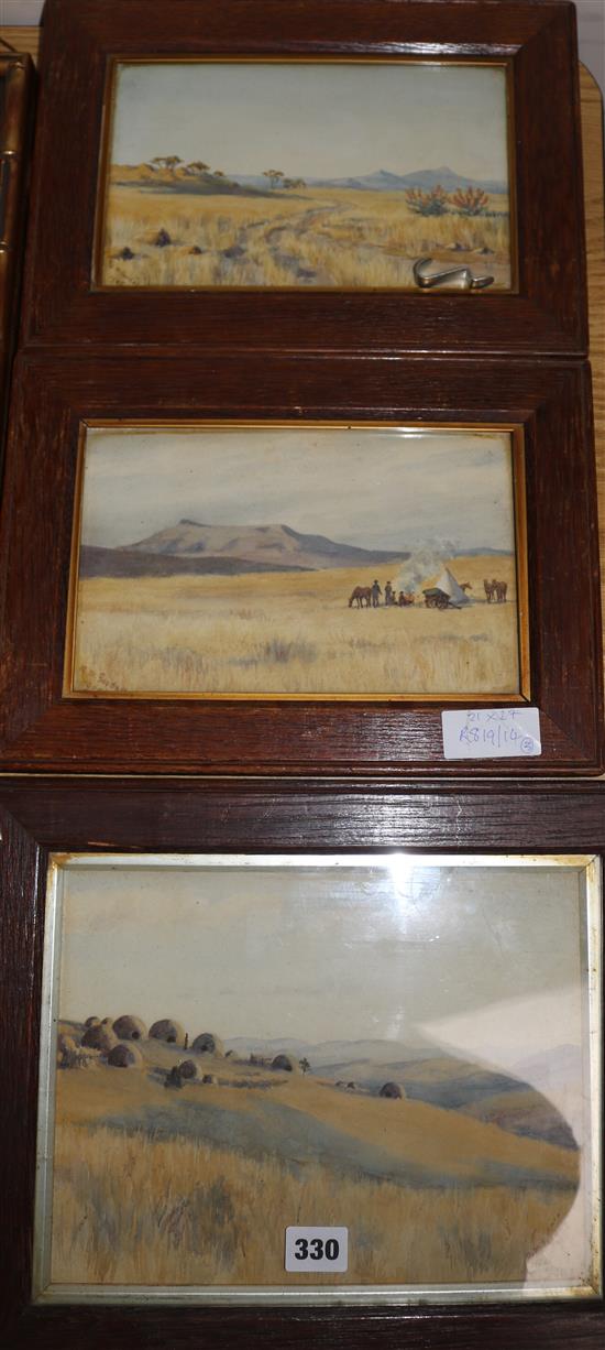 A.M. Goodall, three watercolours, South African landscapes, largest 21 x 27cm